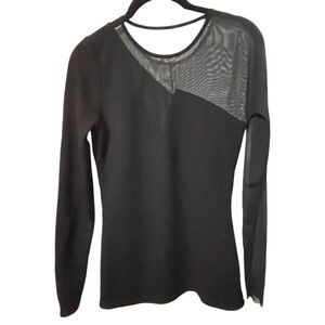 Marcella | Elegant Black Mesh Detail Women's Top
